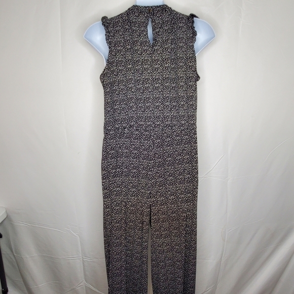 Adrianna Papell Wide Leg Jumpsuit Size L Stretch Black and White Print Spring - Picture 12 of 13